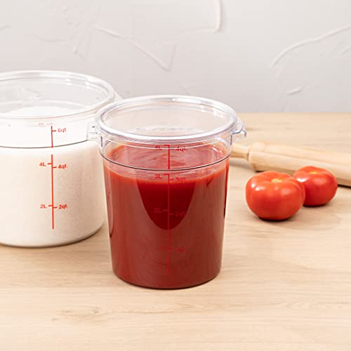 Restaurantware Met Lux 4 Quart Food Storage Containers 10 Round Commercial Storage Containers - Lids Sold Separately With Volume Markers Clear Plastic Food Prep Buckets Space-Saving Storage - size: 4 qt, style: 10 Count