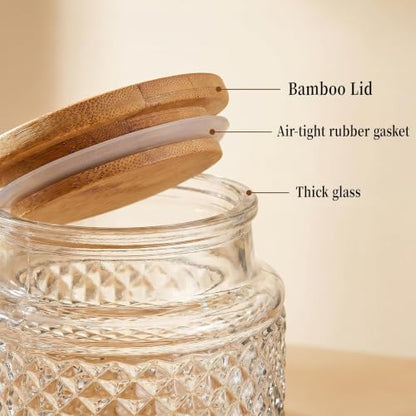 Large Glass Storage Jar, 60 FL OZ Glass Food Storage Containers with Bamboo Lid, Kitchen Laundry Room Organization Jar for Cookies Coffee Flour Sugar Laundry Pods Detergent Airtight Glass Jars