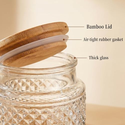 Prettidecor 60 FL OZ Large Glass Storage Jar with Bamboo Lid 2 Pack | Kitchen Laundry Room Organization Jar for Cookies Coffee Flour Sugar Laundry Pods Detergent Airtight Glass Jars