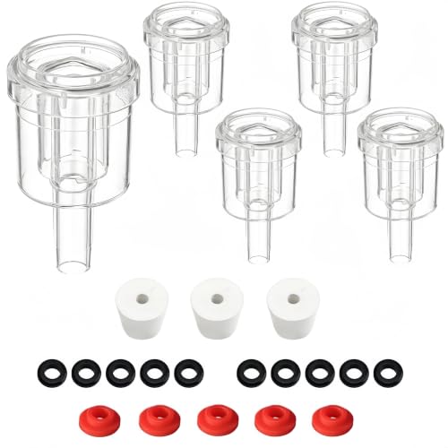 2-Piece Airlock 5-Pack with 3PCS #6 Stoppers, 5pcs Silicone Loops & 10PCS Grommets – Complete Fermentation Kit for Home Brewing Beer, Wine, Kombucha, Sauerkraut, Kimchi & More