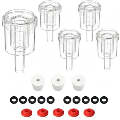 2-Piece Airlock 5-Pack with 3PCS #6 Stoppers, 5pcs Silicone Loops & 10PCS Grommets – Complete Fermentation Kit for Home Brewing Beer, Wine, Kombucha, Sauerkraut, Kimchi & More