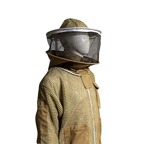 Clothes N Leather Gear Beekeeping Three Layer Mesh Ultra Fully Protection Beekeepers Jacket With Round Veil (5XL)
