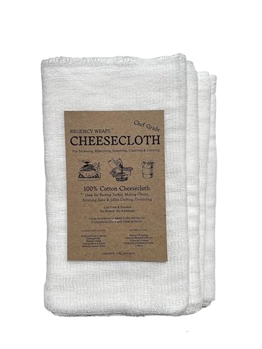 Regency Wraps Chef-Grade 100% Cotton Cheese Cloth 36"X72" (2yds), Bleach & Dye Free, Food Safe For Cooking, Straining, Roasting Turkey, Durable Cheese Cloths for Crafting, Canning (Pack of 4) - size: 2yd (Pack of 4)