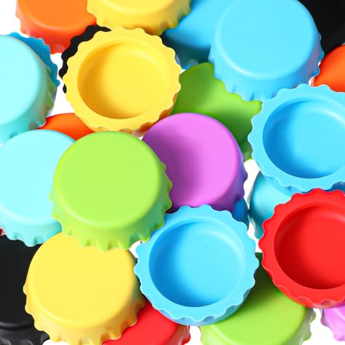 120 PCS Silicone Rubber Bottles Caps, 8 Colors Reusable Beer Caps for Home Brewing Beer, Soft Drink, Wine Bottle, Beers Bottle, Soda Bottles Kitchen Gadgets