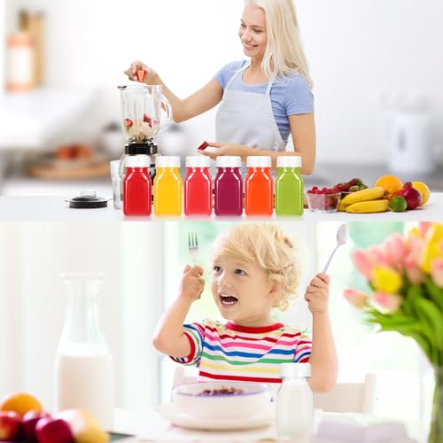 Gerrii 75 Pcs 4 oz Plastic Juice Bottles with Lid Small Reusable Clear Bottles with Caps Containers Bulk, Freezer Safe, Leakproof for Milk Smoothies Drinking Fridge (White) - color: White
