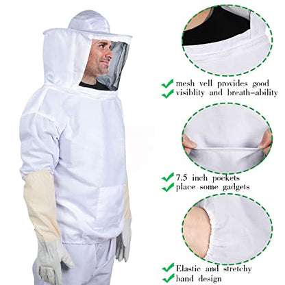 Professional Beekeeper Suit (Jacket, Pants, Gloves) Beekeeping Suit Bee Suits for Men Women - size: Adult-L