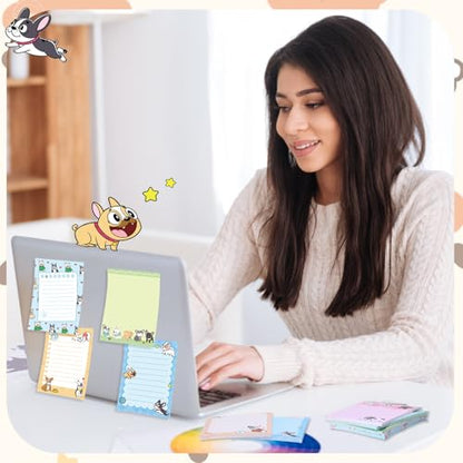 Chiisong 12 Pcs French Dog Sticky Notes Kawaii Notepads 3x4 Inch Adhesive Dog Gifts for Frenchie Lovers to Do List for Memo Reminder for Office Home Supplies Christmas Small Gift - style: Dog