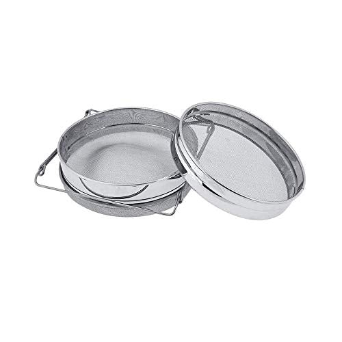 BeeCastle Double Sieve Honey Harvesting Starter Kit| Honey Filters Strainer Stainless Steel Set of 6 -Double Sieve Honey Strainer,Frame Holder,2 Pack of Honey Gate,Uncapping Fork and Honey Filter Bag