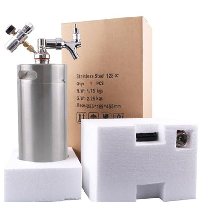 Mini Keg Growler Keg Kit System with Mini Keg Regulator to Carbonate Draft Beer and Keep Beer Fresh for Homebrew Craft and Draft Beer(3.6L) - size: 3.6L