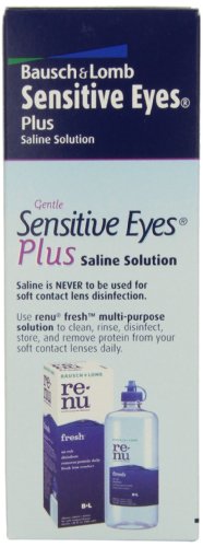 Sensitive Eyes Saline Solution from Bausch & Lomb, for Soft Contact & Gas Permeable Lenses, Saline Solution with Potassium, 12 Fl Oz (355 mL)