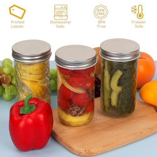 CycleMore 15 Pcs 12oz Mason Jars With One Piece Silver Metal Lids, Canning Jars Glass Regular Mouth Jar for Honey, Jam, Jelly, Wedding Favors, Kitchen Food Storage - size: 12oz - 15 Pack