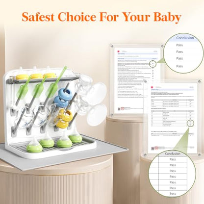 Lifewit Baby Bottle Drying Rack with Drain Mat & 10 Hooks, Newborn Essentials Must Haves, Bottle Storage Organizer for Countertop, Cabinet, Rack Dryer Holder for Pacifiers, Pump Parts, Baby Stuff - size: Medium-10 Hooks