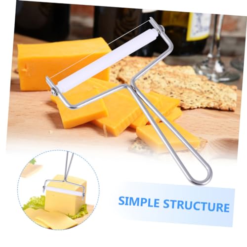 2Pcs Stainless Steel Cheese Slicer Set Wire Handle Efficient Cream Cutter and Butter Scraper for Kitchen and Bakery Use - color: Silver