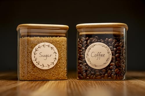 MONEST Waterproof & Oil Resistant Jar & Lid Stickers - Pantry/Canning, Spice & Bottle Labels (Rose Gold Flower) - style: Rose Gold Flower