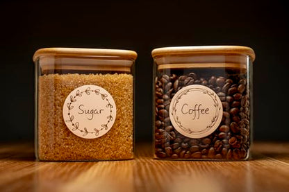 MONEST Waterproof & Oil Resistant Jar & Lid Stickers - Pantry/Canning, Spice & Bottle Labels (Rose Gold Flower) - style: Rose Gold Flower