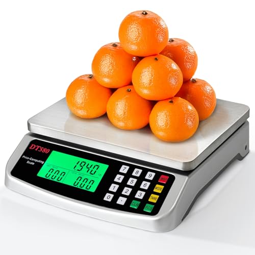 110lb Food Scale, Digital Kitchen Scale with Price Computing Commercial Scale 5 Units, Hold, Tare, PCS, 304 Stainless Steel for Baking, Cooking, Meat, Counting, Adapter Included - color: Silver 50kg (Hold Mode)