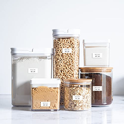 SAVVY & SORTED Expiration Date Pantry Labels,176 Waterproof Food Expiration Date Label for Containers, Kitchen Stickers for Food Freshness, Use by Meal Prep Labels, Best By Write On Labels - style: White Expiration Labels