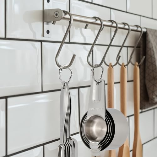 FANGSUN Stainless Steel Measuring Cups and Spoons Set of 10, Stainless Steel Measuring Spoons with Long Handles & Engraved Measurements, Fits in Spice Jars, for Baking & Cooking - style: Spoons&Cups - Set of 10