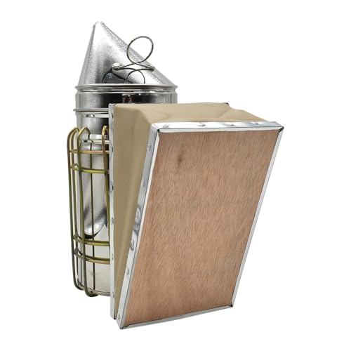 Good Land Bee Supply GLSMKR2 Beekeeping Beehive Smoker Stainless Steel w/Heat Shield & 3 Chinese Mugwort