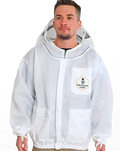 Beekeeping Jacket with Round Veil, Ventilated Air Mesh Bee Jacket with YKK Brass Zippers - Small - size: SMALL