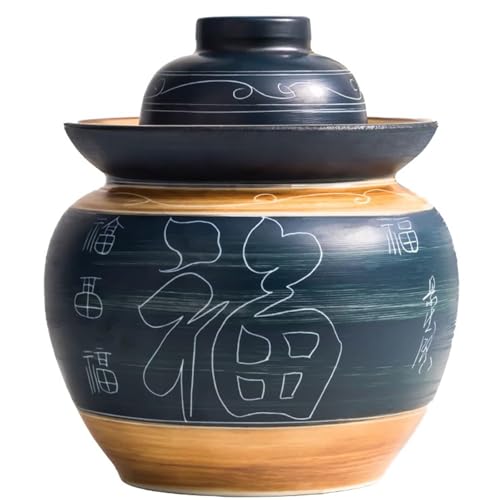 Ceramic Fermentation Crock With Water Seal Lid, Traditional Chinese Stoneware Pickling Jar For Kimchi Sauerkraut And Vegetables, 1 Pcs(10L) - size: 10L