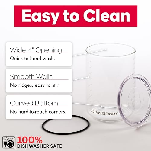 Brod & Taylor Sourdough Starter Jar (32oz) 100% Dishwasher Safe, Measurement Markings, Height Marker & Loose-Fitting Lid That Prevents Pressure Buildup (Durable Glass Jar, BPA-Free) - size: 32 Ounce