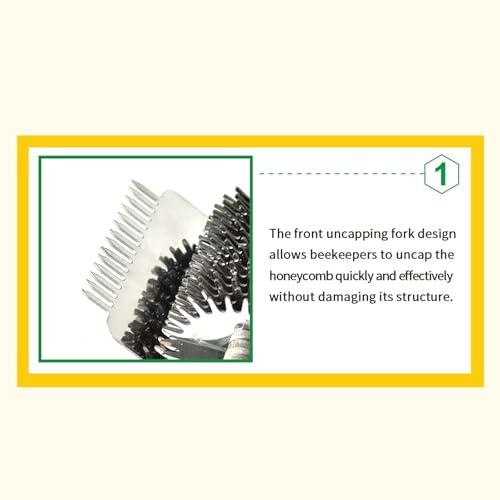3-in-1 Multi-Function Gear Uncapping Fork, Roller Needle Drum Type Uncapping Tool, Professional Stainless Steel Honey Harvesting Tool to Boost Honey Collection Efficiency for Beekeepers