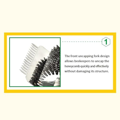 3-in-1 Multi-Function Gear Uncapping Fork, Roller Needle Drum Type Uncapping Tool, Professional Stainless Steel Honey Harvesting Tool to Boost Honey Collection Efficiency for Beekeepers