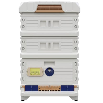 Apimaye Ergo Insulated 10 Frame Honey Maker 1 Deep 2 Medium Beehive Set (White Body Blue Entrance)