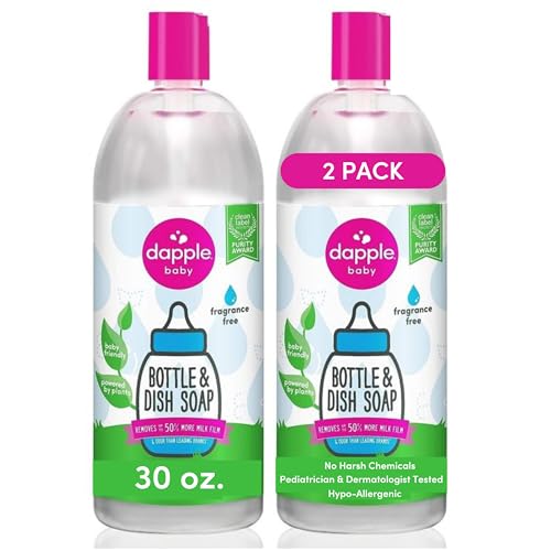 Dapple Baby Fragrance-Free Baby Bottle & Dish Soap Refill - (2 Pack) 30 fl oz - Plant-Powered Cleaner for Bottles, Pump Parts, and Sippy Cups - Removes Milk Film & Odors - size: 30 Fl Oz (Pack of 2)