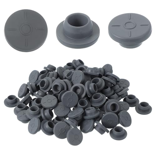 PATIKIL 20mm Vial Rubber Stoppers, 100 Pack Mushroom Injection Ports Stopper for Opening Glass Vials and Liquid Culture Jars Bottles Tanks, Gray - size: 20mm
