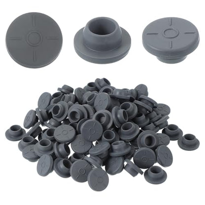 PATIKIL 20mm Vial Rubber Stoppers, 100 Pack Mushroom Injection Ports Stopper for Opening Glass Vials and Liquid Culture Jars Bottles Tanks, Gray - size: 20mm