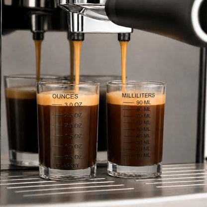 GLASKEY 2 Pack Shot Glass Measuring Cup Set,3 oz/90ML Liquid Heavy High Espresso Glass Cup,Dishwasher Safe,Measurement of Dry and Liquid Ingredients(Black) - color: 3oz-Black-2 Pack