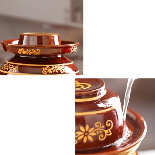Ceramic Pickle Jar with Lids,Large Traditional Chinese Porcelain Pickle Jar Pickling Jars,Ceramic Fermentation Crock with Water Seal Airlock Lid,Sauerkraut Crock 5KG (1.75KG - size: 1.75KG