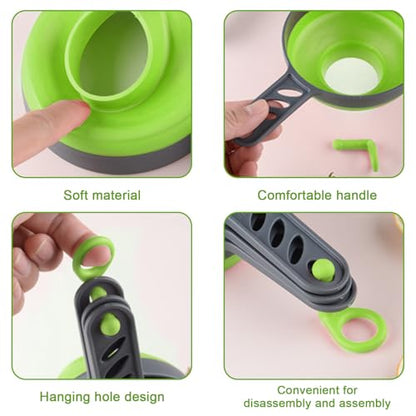 Upgrade Kitchen Funnel Set 3 Pack, Small and Large, Kitchen Gadgets Accessories Silicone Funnels for Filling Water Bottle Liquid Transfer Food Grade (B) - color: B