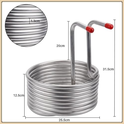 1pcs Home Brewing Immersion Chiller, 12.7mm Stainless Steel Cooling Coil Tube Heat Exchanger, Food Grade Wort Chiller Rapid Beer Cool