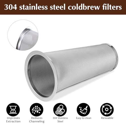 3 Pack Cold Brew Coffee Filter for 64oz Wide Mouth Mason Jar, 304 Stainless Steel Filter Ultra Fine Mesh Strainer, Reusable for Iced Coffee, Tea, Fruit Drinks