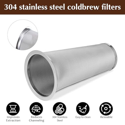 3 Pack Cold Brew Coffee Filter for 64oz Wide Mouth Mason Jar, 304 Stainless Steel Filter Ultra Fine Mesh Strainer, Reusable for Iced Coffee, Tea, Fruit Drinks