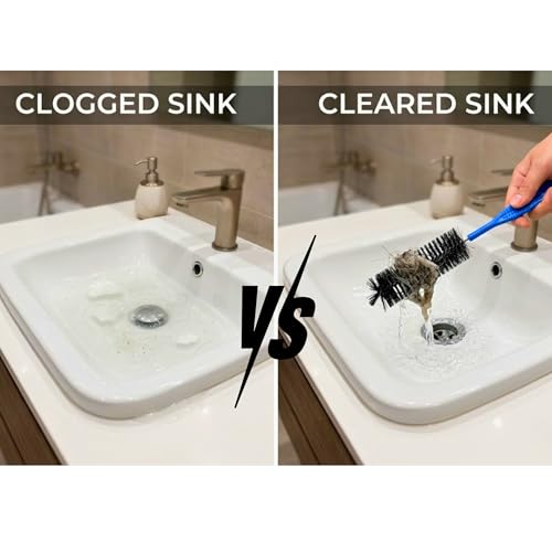 Cleaning Brush Set, 3-Piece, Blue Handles, Black Bristles, for Tubes, Bottles, and Narrow Spaces Clog Remove,Toilet, Sink, Sewer,Bathtub Hair Clogging Cleaning Tool