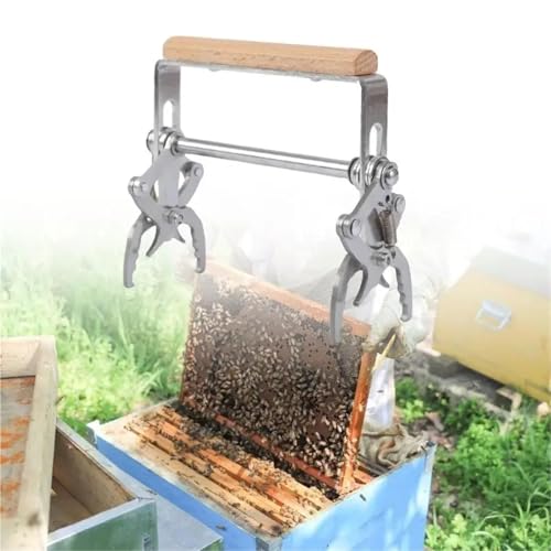 2pcs Stainless Steel Frame Gripper with Smooth Wooden Handle for Beekeeping Equipment
