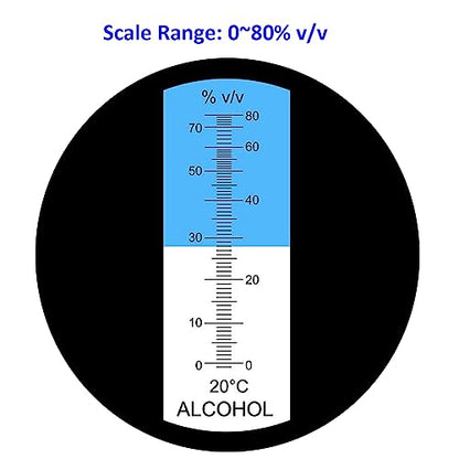 Alcohol Refractometer of 0~80% v/v Volume Percent Scale Range, Alcohol Refractometer for Spirit Alcohol Volume Percent Measuring in Alcohol Liquor Production, Distilled Beverages