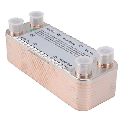 Rengue 20 Plates Homebrew Wort Chiller Counterflow Stainless Steel Plate Heat Exchanger with NPT1/2 Fittings for Efficient Beer Wort Cooling