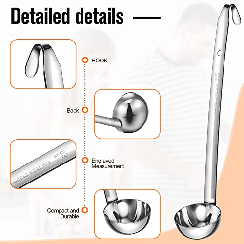 Cunhill 5 Pcs Soup Ladles Stainless Steel Serving Ladles with Long Handle for Serving, Cooking, Stirring, Portioning Kitchen Restaurant Accessories(2 oz) - size: 2 oz