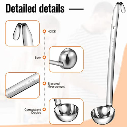 Cunhill 5 Pcs Soup Ladles Stainless Steel Serving Ladles with Long Handle for Serving, Cooking, Stirring, Portioning Kitchen Restaurant Accessories(2 oz) - size: 2 oz