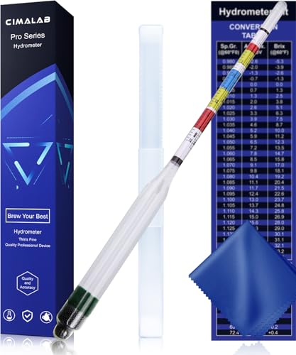 CIMALAB Triple Scale Hydrometer, Specific Gravity Hydrometer for Wine Making, Mead, Kombucha & Beer, Mead Making Kit, ABV Tester, Brix Tester, Hydrometer Alcohol Tester for Wine Making Supplies