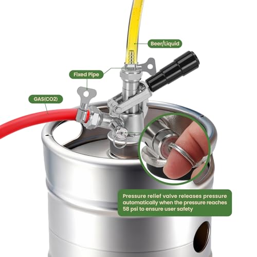 Keg Coupler Sankey D Tap - 304 Stainless Steel Probe, High Material D System for 5/16" ID and 5/8"ID Hose, US Sankey Compatible Beer, Keg Dispenser