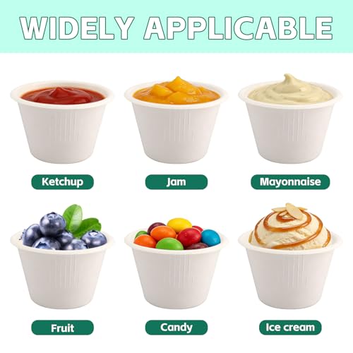 LeonBach 100 Pack Natural Bagasse Fiber Bowls,4oz Small Disposable Paper Bowls Microwavable Safe Sample Snack Cups Charcuterie Serving Cups for Sauce Portion Condiment Ice Cream Desserts, White - color: White, style: 4oz-100 Pack