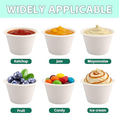 LeonBach 100 Pack Natural Bagasse Fiber Bowls,4oz Small Disposable Paper Bowls Microwavable Safe Sample Snack Cups Charcuterie Serving Cups for Sauce Portion Condiment Ice Cream Desserts, White - color: White, style: 4oz-100 Pack