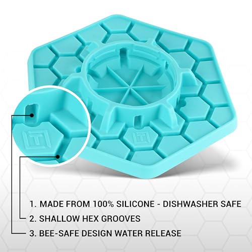 Bee Feeder for Mason Jar Made of Silicone - Bee Watering Station for Garden Compatible with Regular Mouth Mason Jars - color: Teal