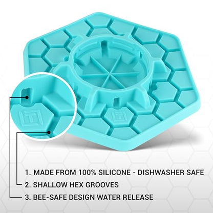 Bee Feeder for Mason Jar Made of Silicone - Bee Watering Station for Garden Compatible with Regular Mouth Mason Jars - color: Teal